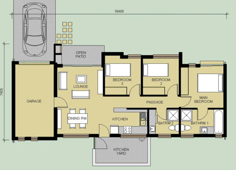 3 BEDROOM TRADITIONAL HOUSE PLAN – TR100AN