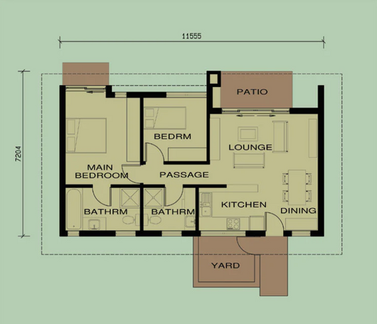 2 BEDROOM BALI HOUSE PLAN – B76AS