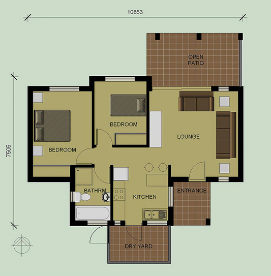 2 BEDROOM BALI HOUSE PLAN – B65AS