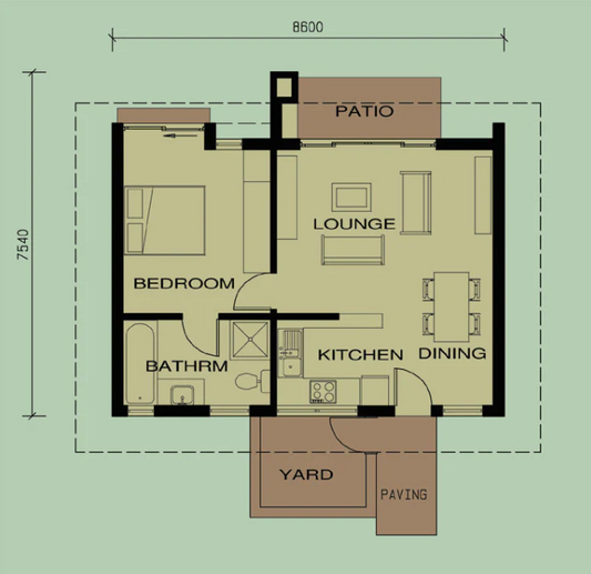 1 BEDROOM BALI HOUSE PLAN – B53AS
