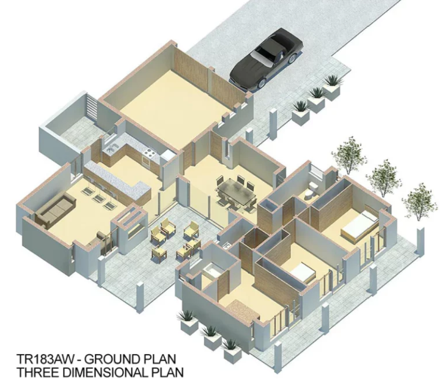 3 BEDROOM TRADITIONAL HOUSE PLAN – TR183AW