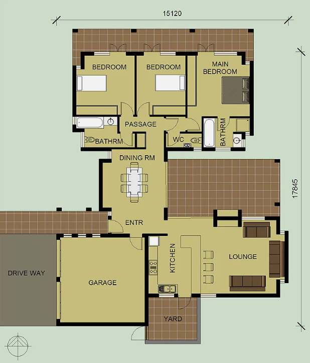 3 BEDROOM TRADITIONAL HOUSE PLAN – TR183AW