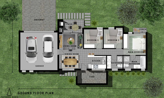 3 BEDROOM TRADITIONAL HOUSE PLAN – TR115AN