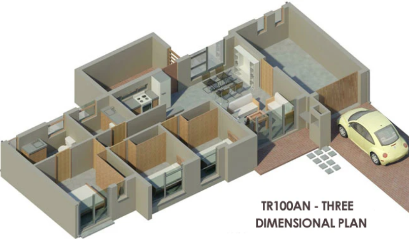 3 BEDROOM TRADITIONAL HOUSE PLAN – TR100AN