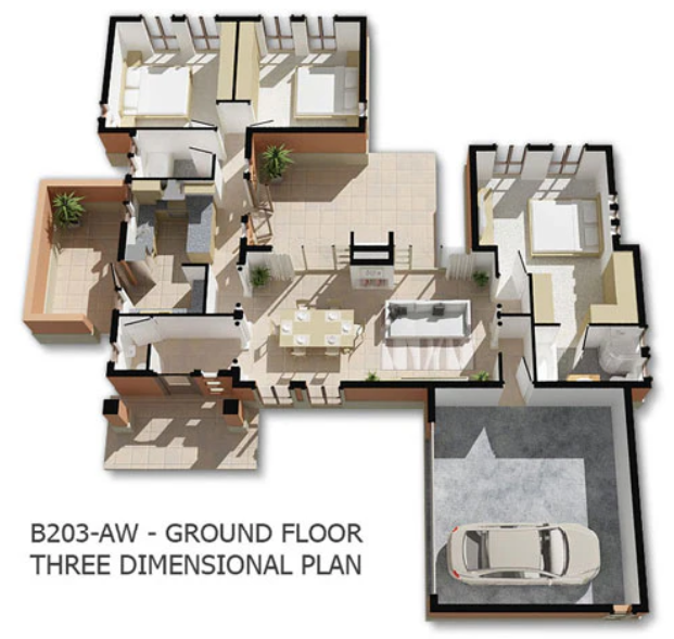 3 BEDROOM BALI HOUSE PLAN – B203AW