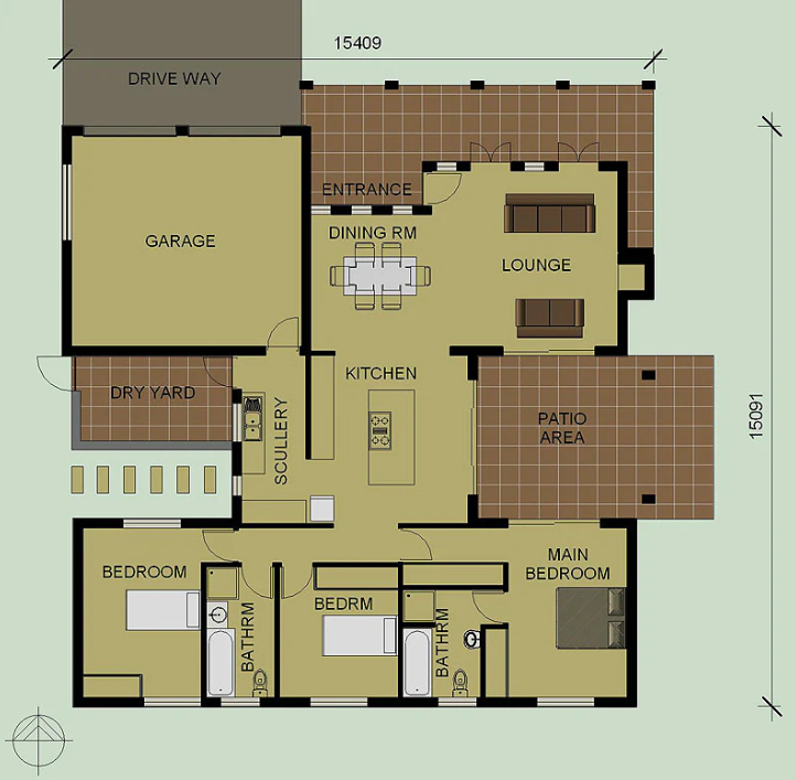 3 Bedroom Bali House Plan – B180AN