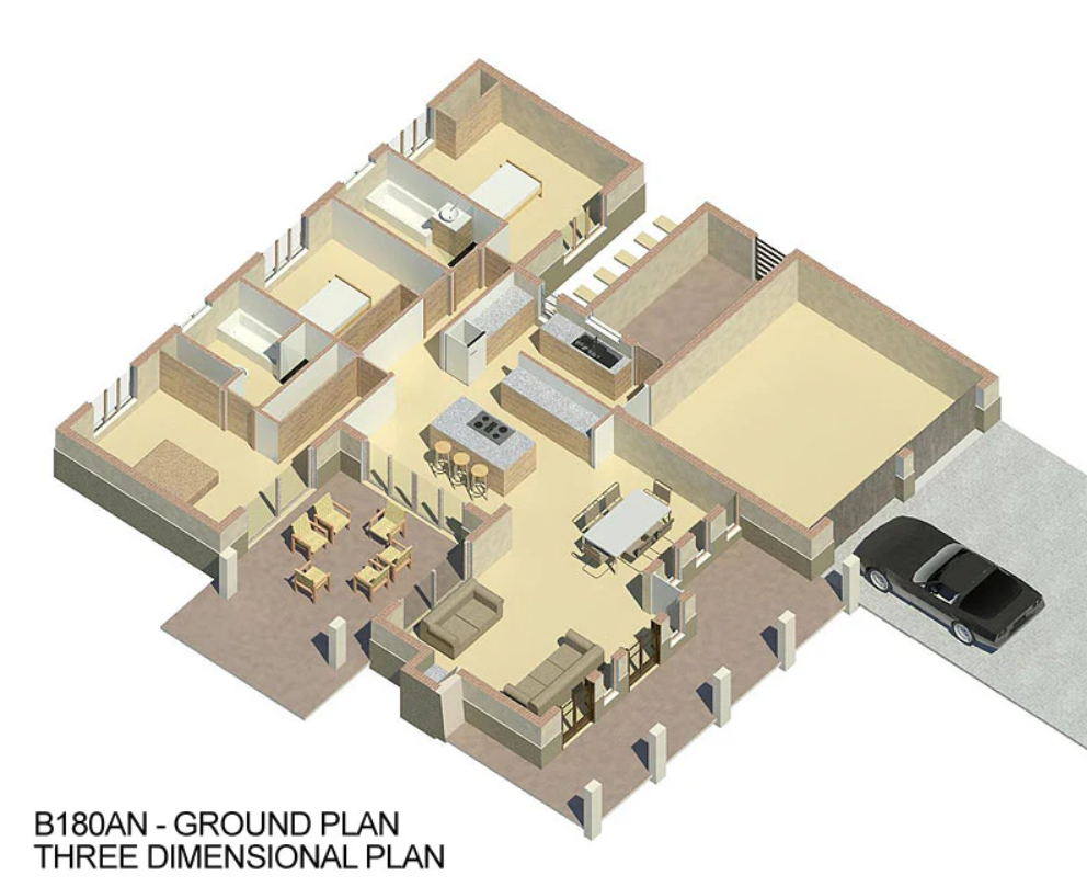 3 Bedroom Bali House Plan – B180AN