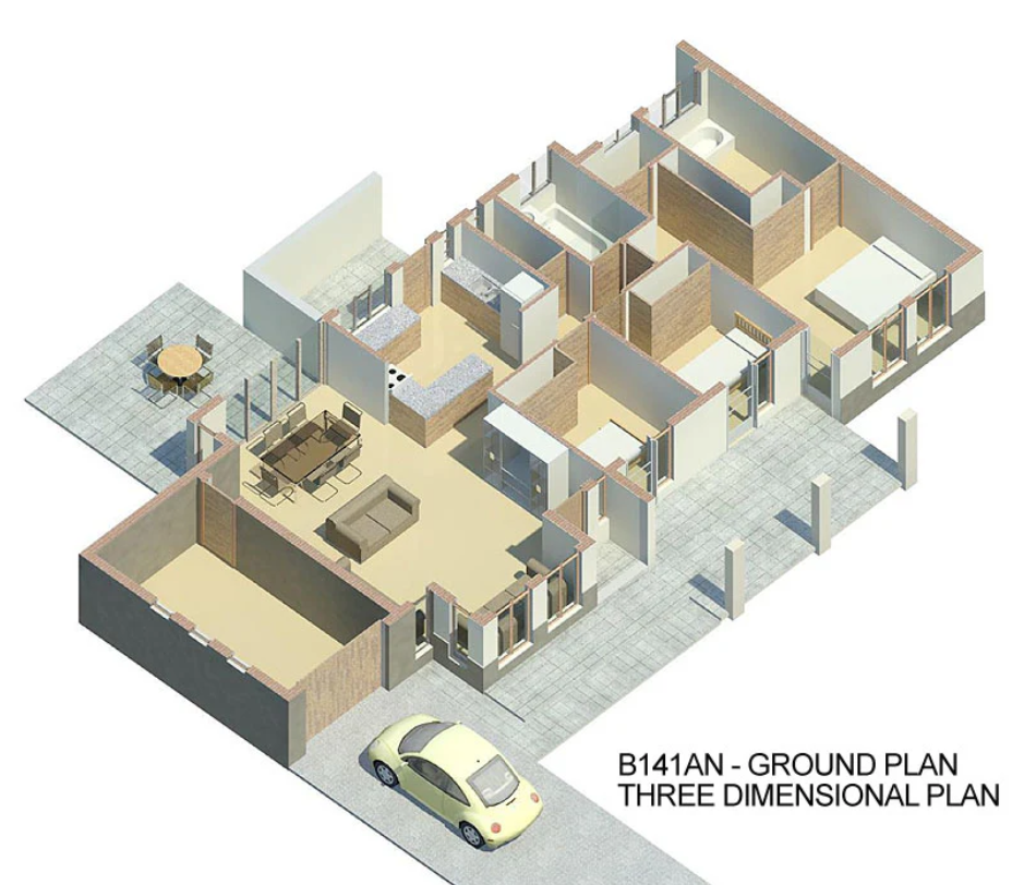 3 Bedroom Bali House Plan – B141AN