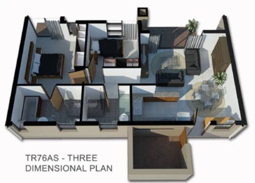 2 BEDROOM TRADITIONAL HOUSE PLAN – TR76AS