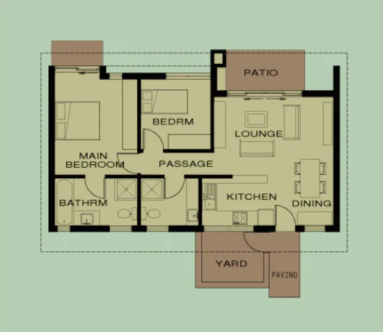2 BEDROOM TRADITIONAL HOUSE PLAN – TR76AS