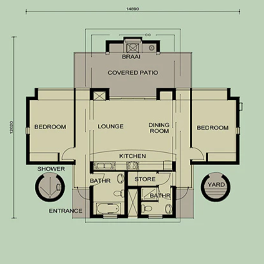 2 BEDROOM CONTEMPORARY HOUSE PLAN – CN129AS