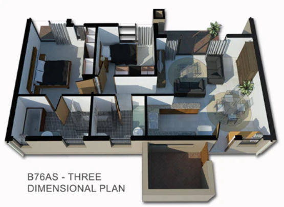 2 BEDROOM BALI HOUSE PLAN – B76AS