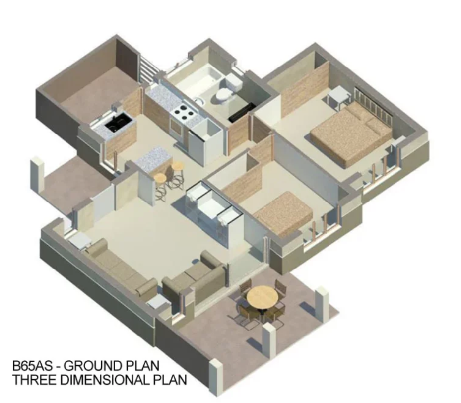 2 BEDROOM BALI HOUSE PLAN – B65AS
