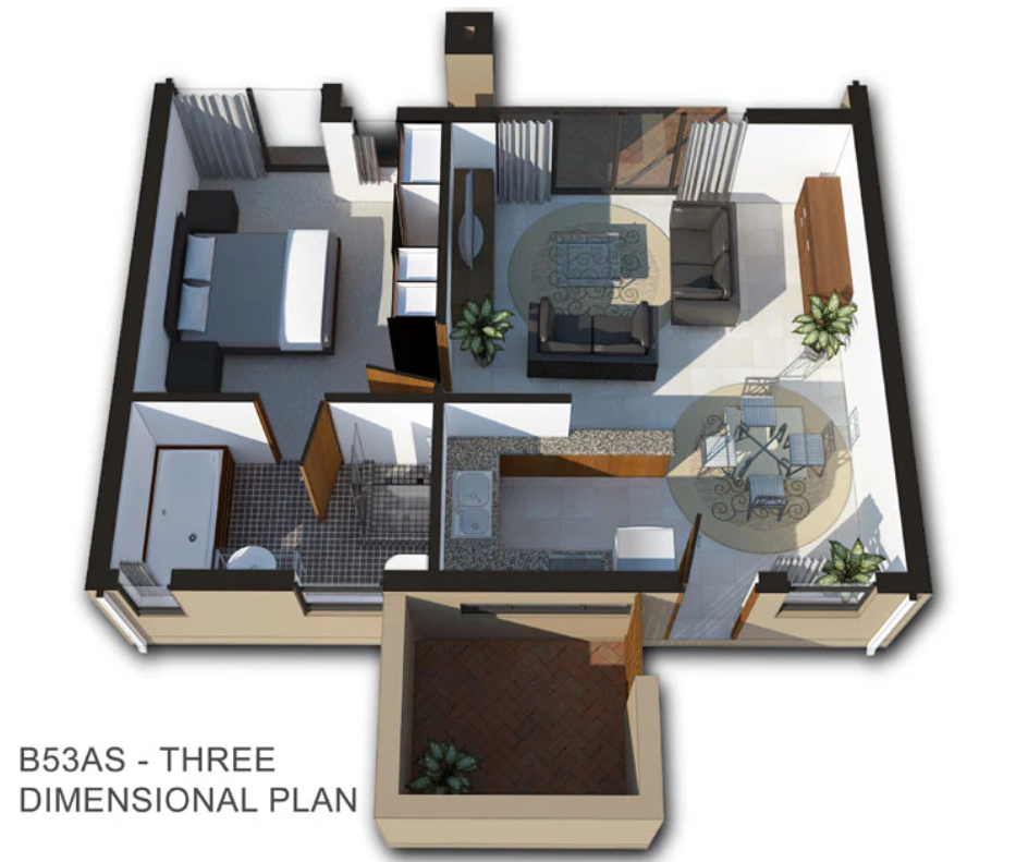 1 BEDROOM BALI HOUSE PLAN – B53AS