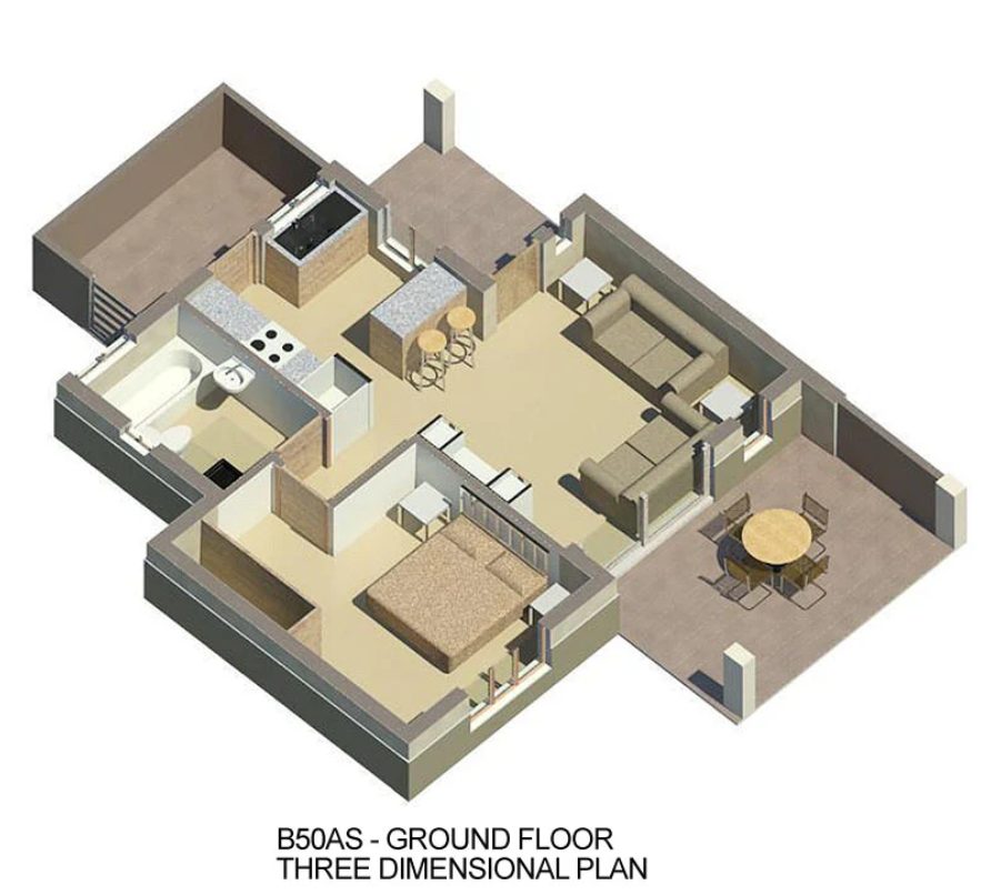 1 BEDROOM BALI HOUSE PLAN – B50AS